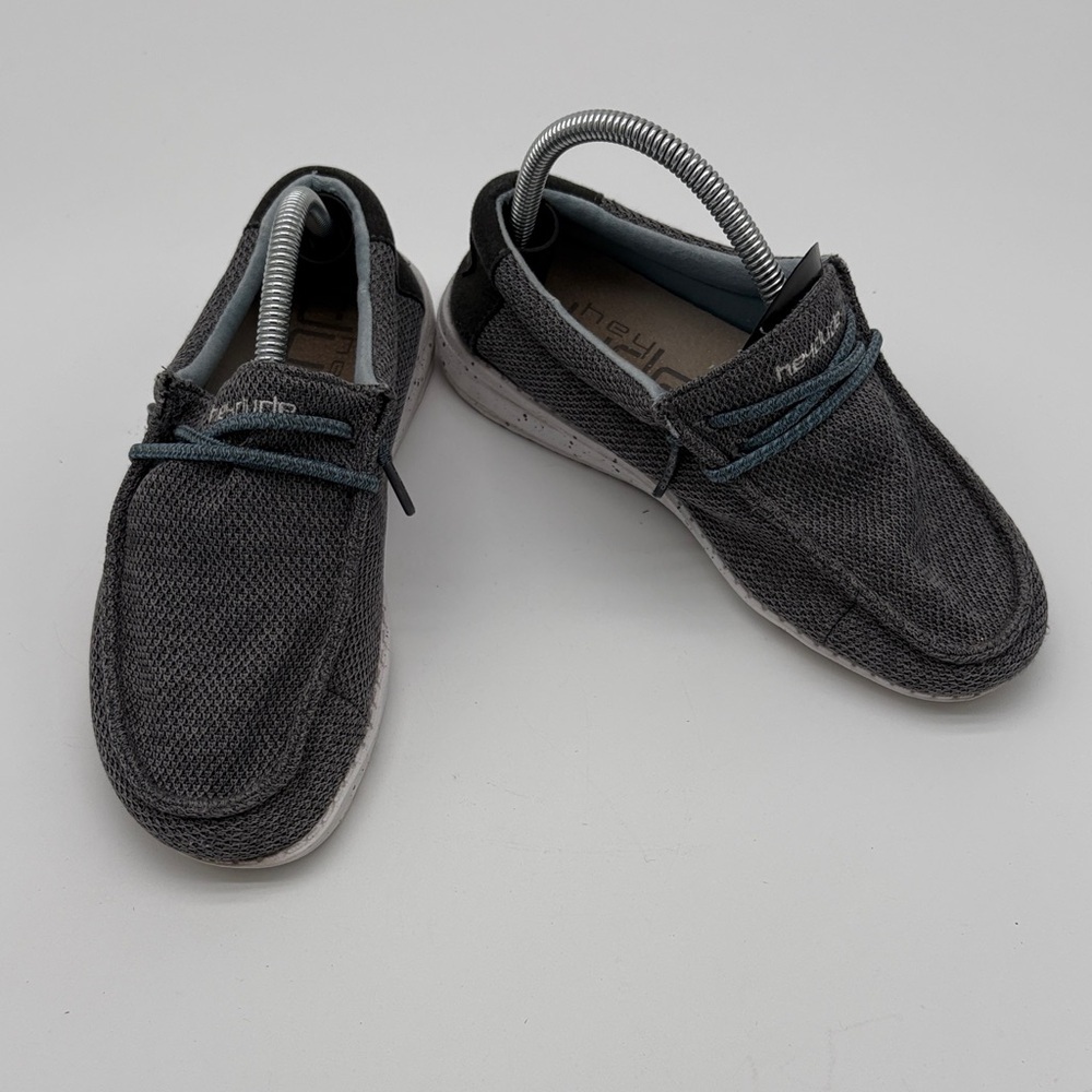 Hey Dude Wally Youth Grey Stretch Canvas Slip On Shoes Kids Size Y4-L5 BLEMISH